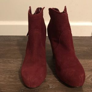 Burgundy suede booties